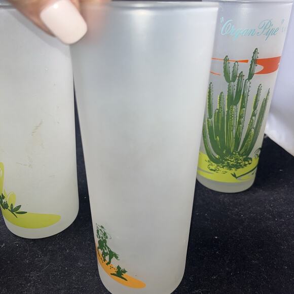Set Of 6 Vintage Blakely Oil & Gas Arizona Cactus Frosted Ice Tea Glasses - Picture 9 of 11